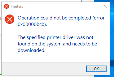 Network Printer Error 0x00000bcb