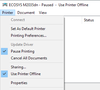 Printer Status is Paused